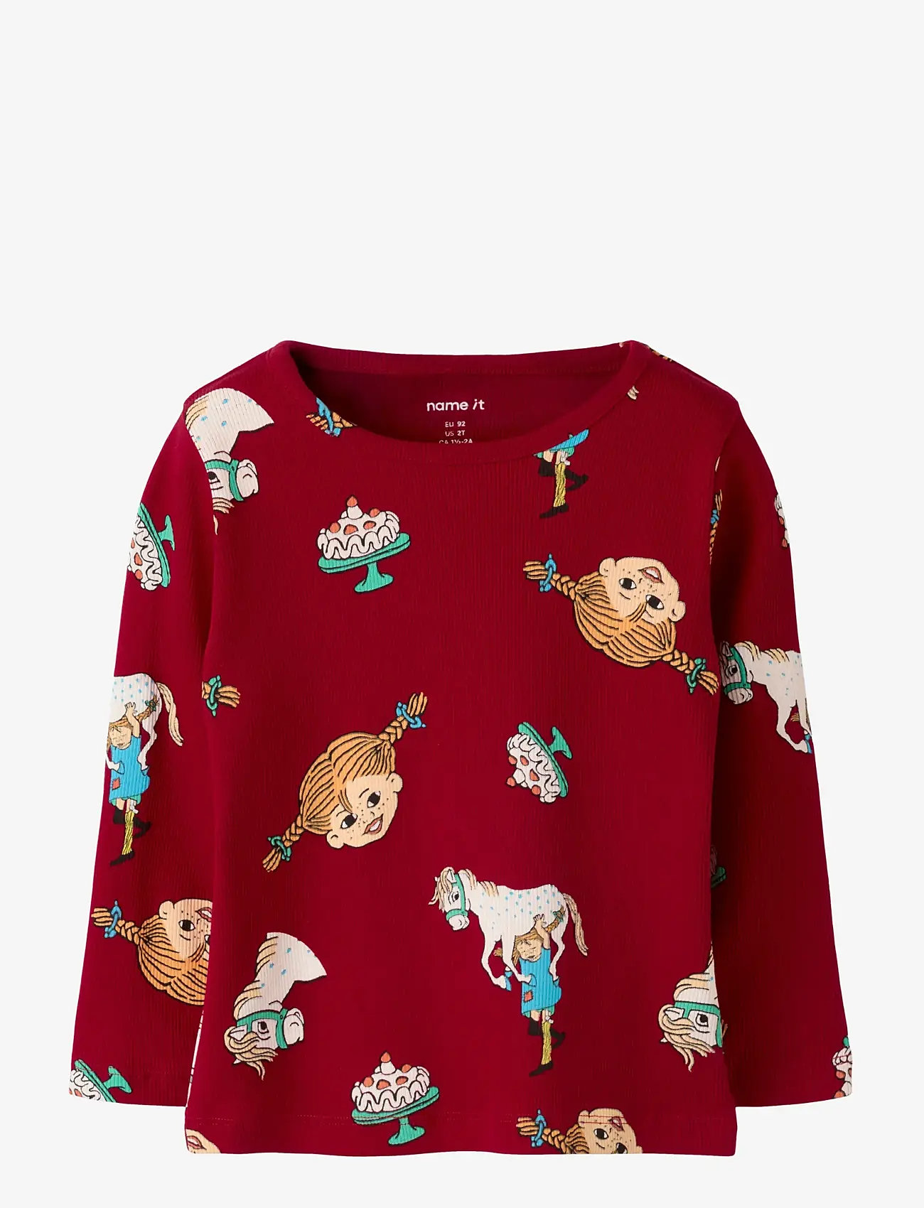 name it - NMFSOCA PIPPI LS TOP LNOOS SKY - langärmelig - urban red - 0