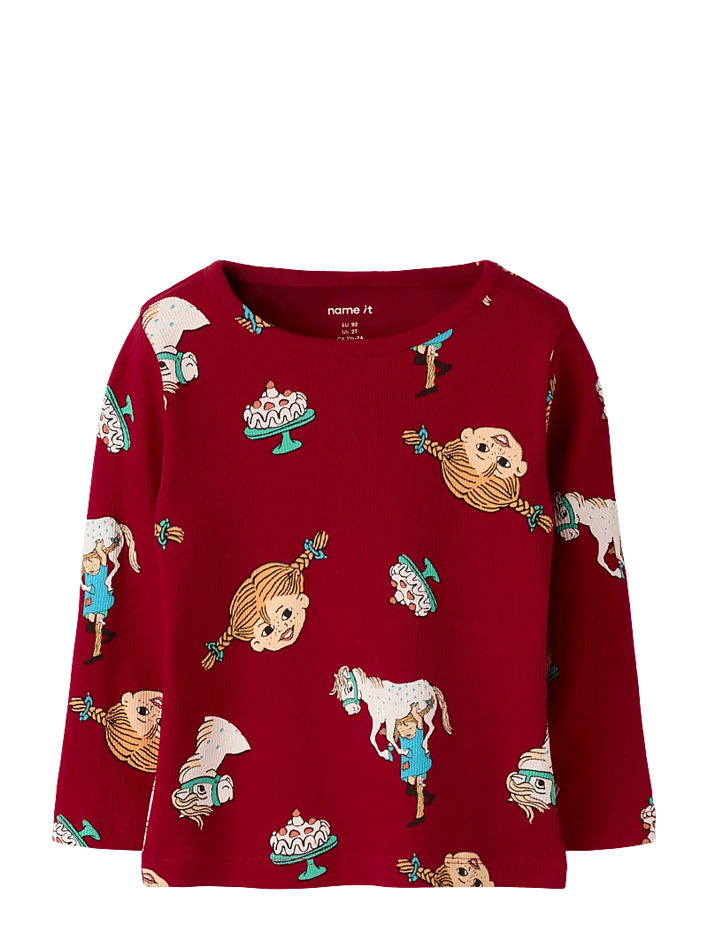 name it - NMFSOCA PIPPI LS TOP LNOOS SKY - langärmelig - urban red - 0