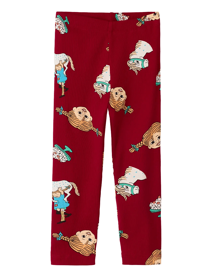 name it - NMFSOCA PIPPI LEGGING LNOOS SKY - leggings - urban red - 0