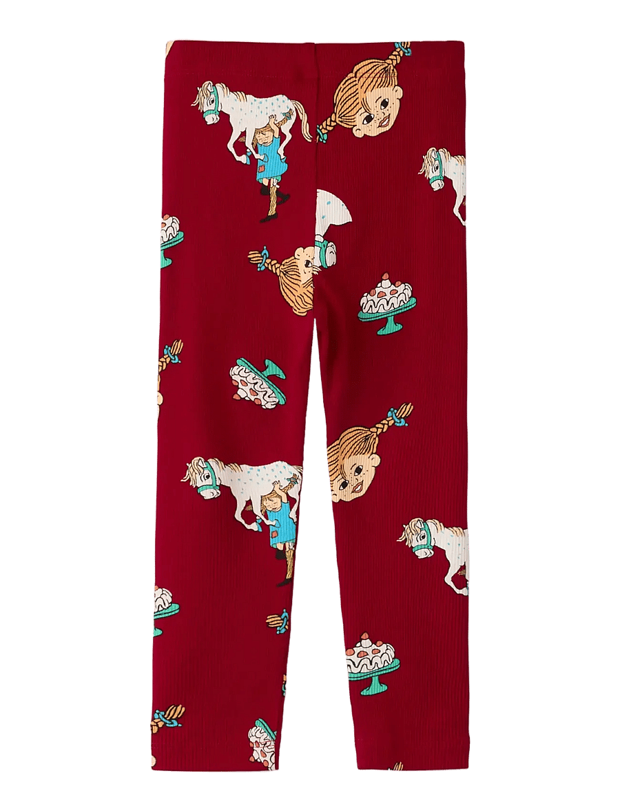 name it - NMFSOCA PIPPI LEGGING LNOOS SKY - leggings - urban red - 1