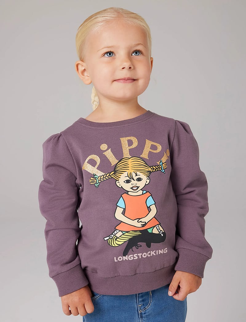 name it - NMFSOVEJ PIPPI SWEAT BRU SKY - sweatshirts - moonscape - 3