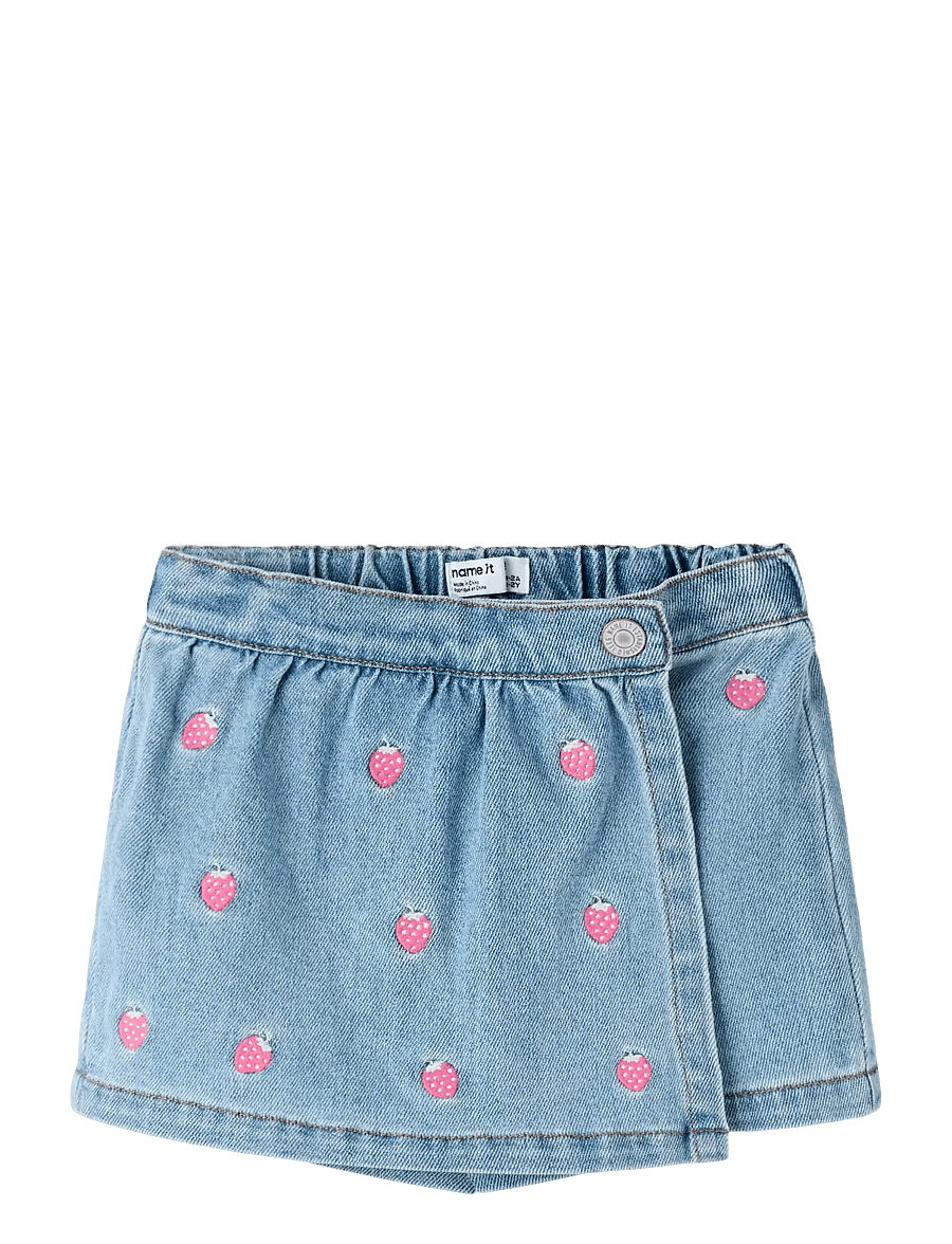 name it - NMFDIANA DNM EMB SKORT 6202-IZ J - byxkjolar - light blue denim - 0