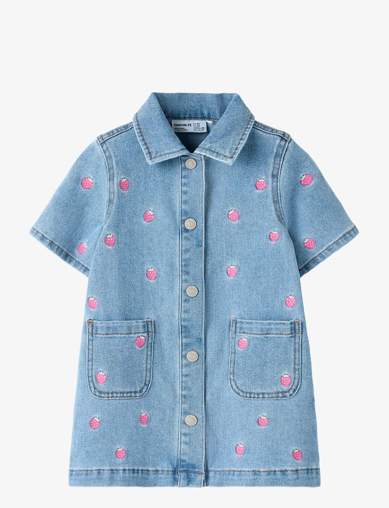 name it - NMFLAILA SS EMB DRESS 6202-IZ - kortærmede babykjoler - light blue denim - 0