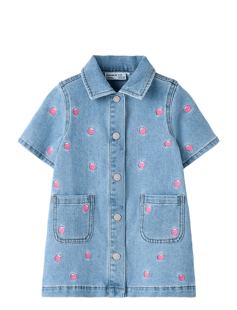 name it - NMFLAILA SS EMB DRESS 6202-IZ - kurzärmelige babykleider - light blue denim - 0