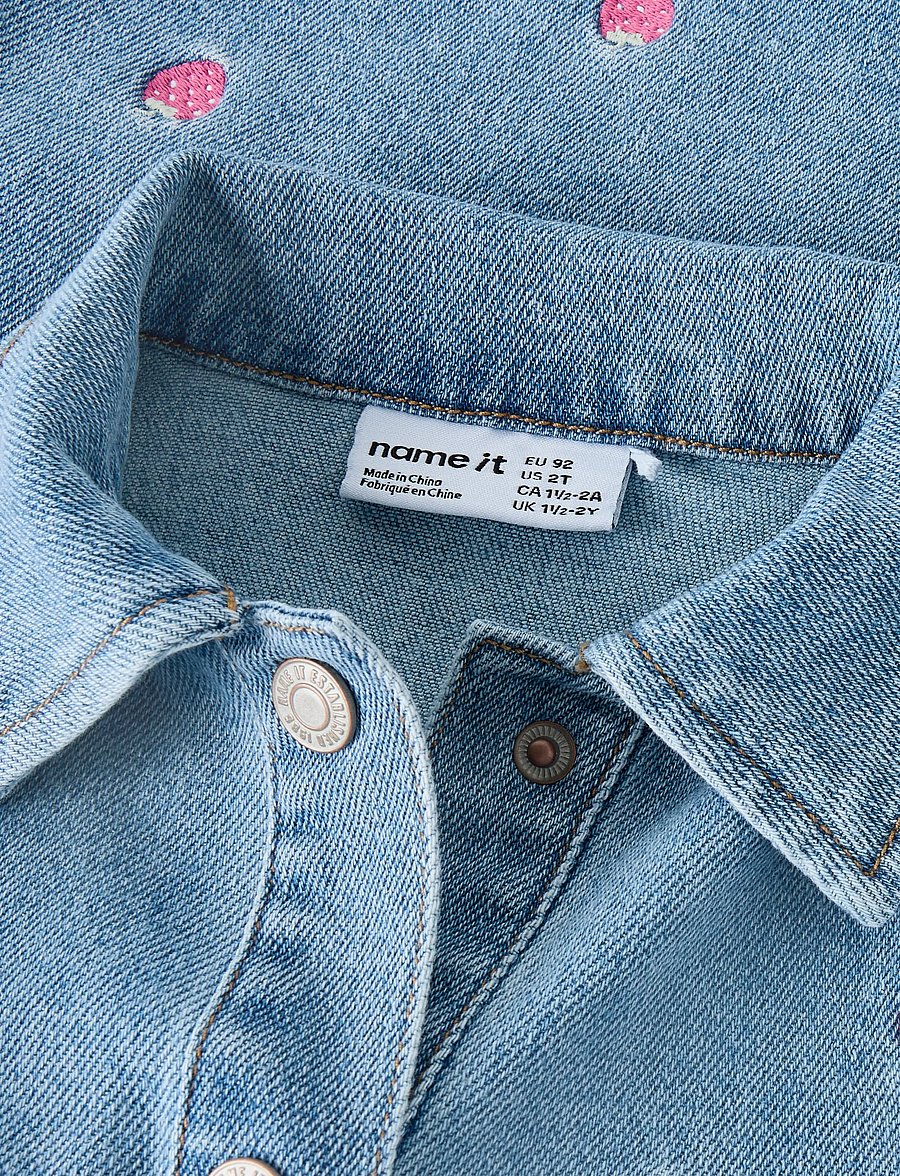 name it - NMFLAILA SS EMB DRESS 6202-IZ - kurzärmelige babykleider - light blue denim - 2