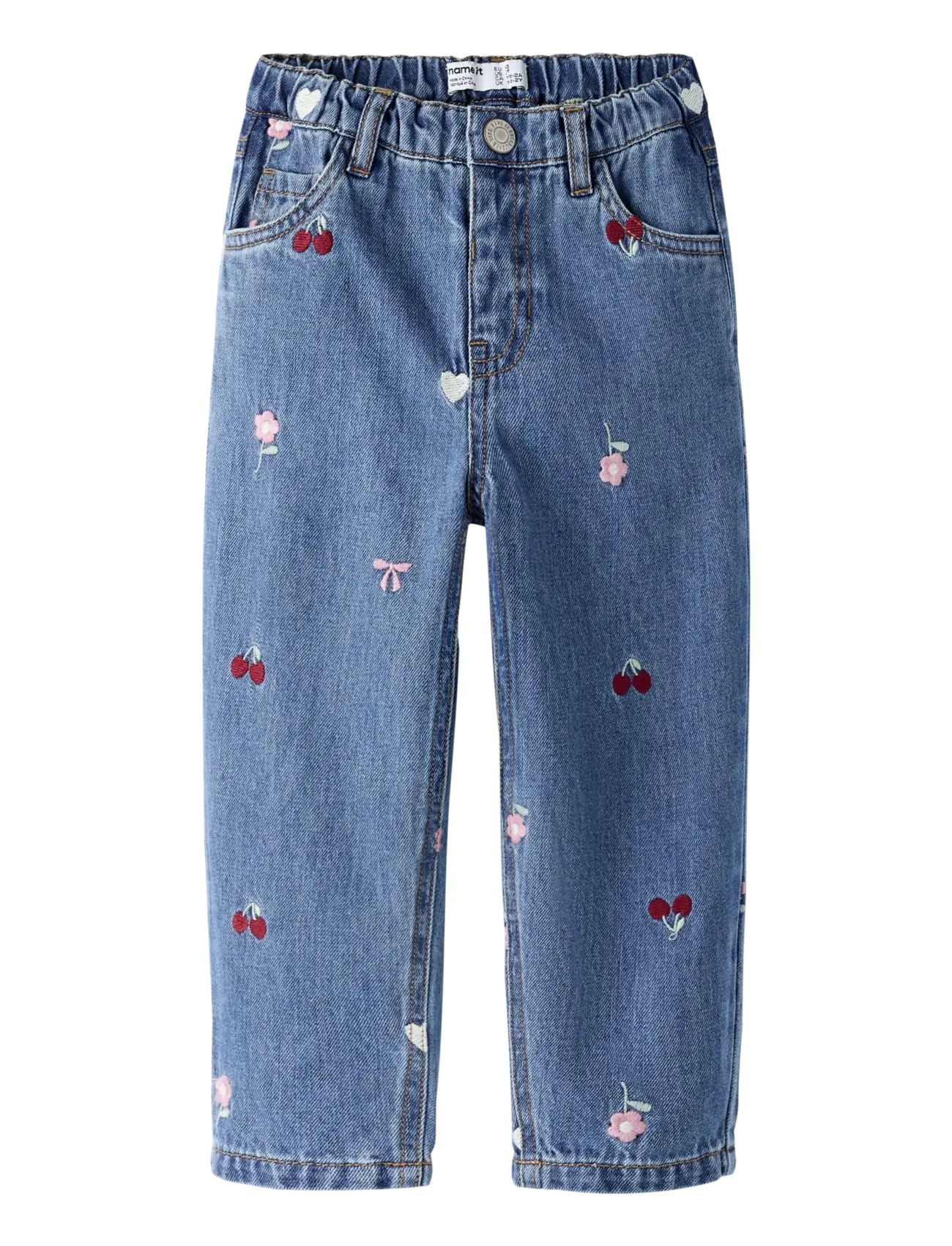 name it Nmfbella Barrel Emb Jeans 4870-Ov L, 116, Jeans, Blau - Wide Kinder