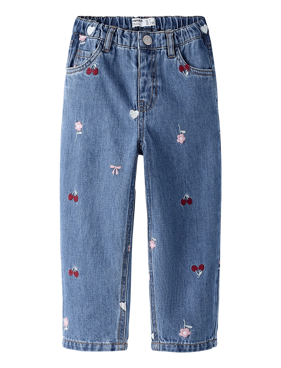 name it - NMFBELLA BARREL EMB JEANS 4870-OV L - hosen mit weitem bein - medium blue denim - 0