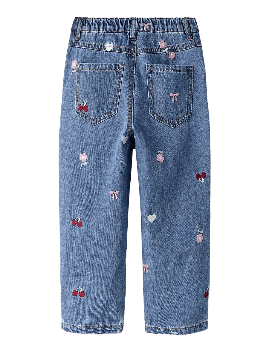 name it - NMFBELLA BARREL EMB JEANS 4870-OV L - hosen mit weitem bein - medium blue denim - 1