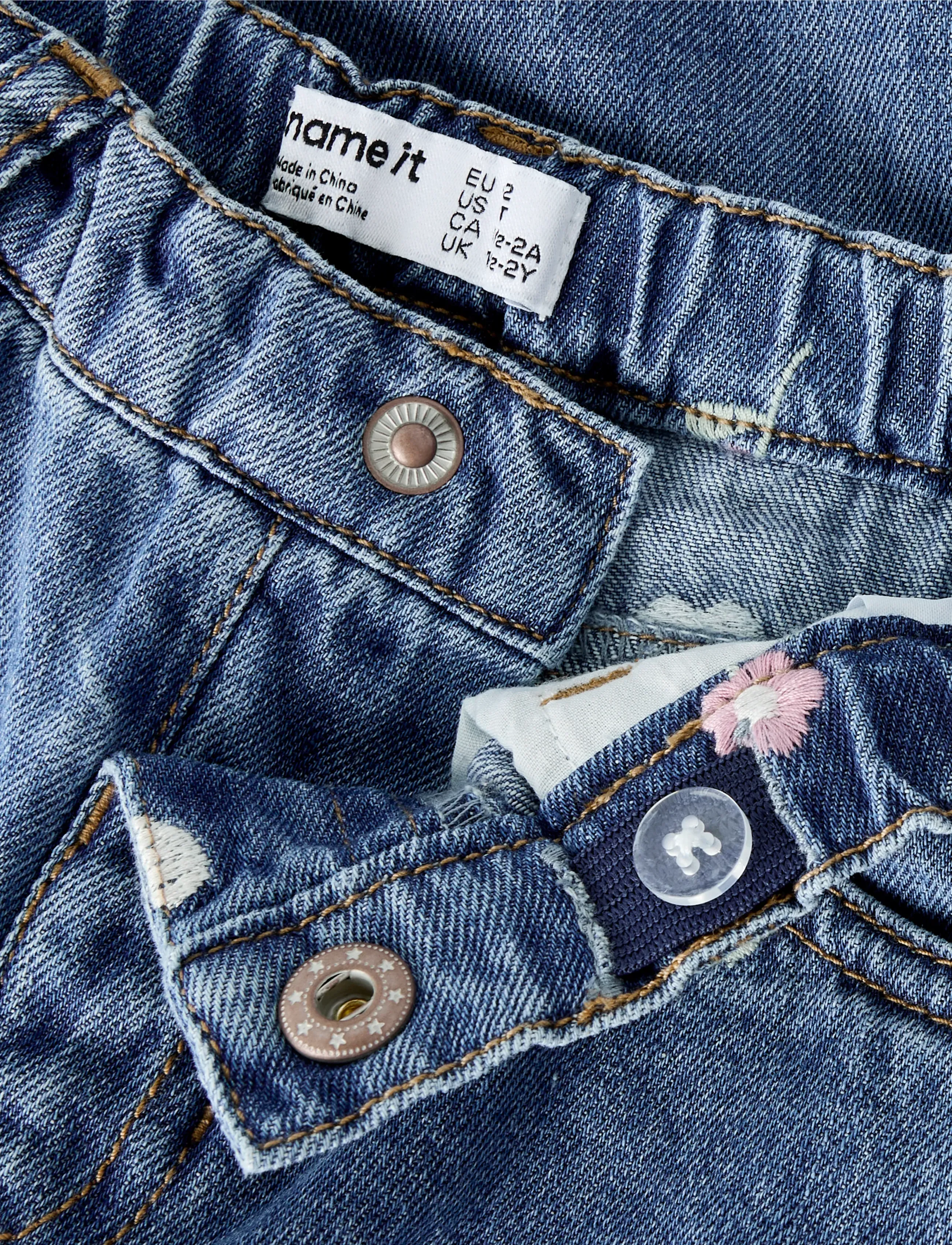 name it - NMFBELLA BARREL EMB JEANS 4870-OV L - wide leg jeans - medium blue denim - 3