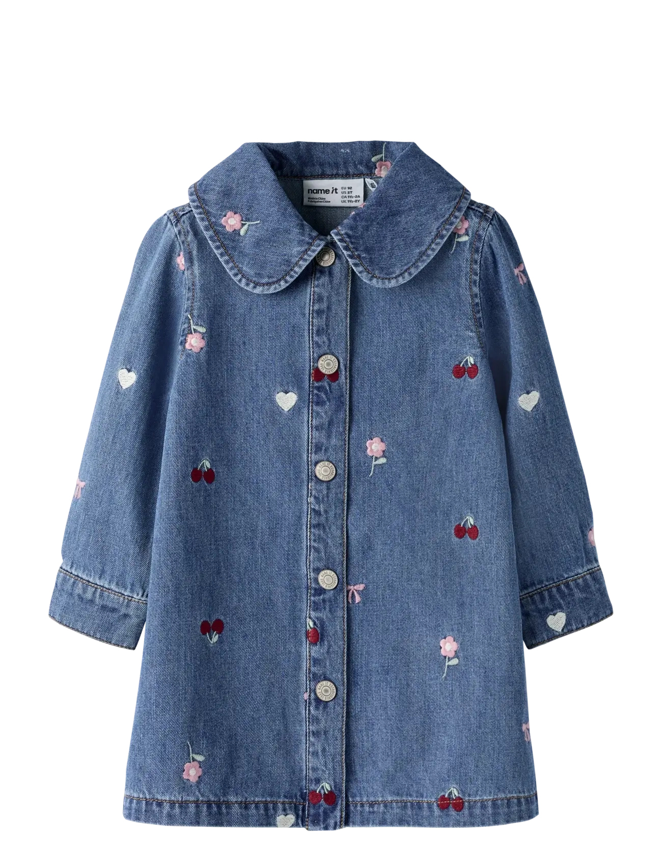 name it NMFEMILY LS EMB DNM DRESS 4870-OV L - Klänningar & Kjolar - MEDIUM BLUE DENIM / blue