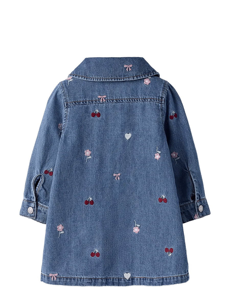 name it - NMFEMILY LS EMB DNM DRESS 4870-OV L - langærmede hverdagskjoler - medium blue denim - 1