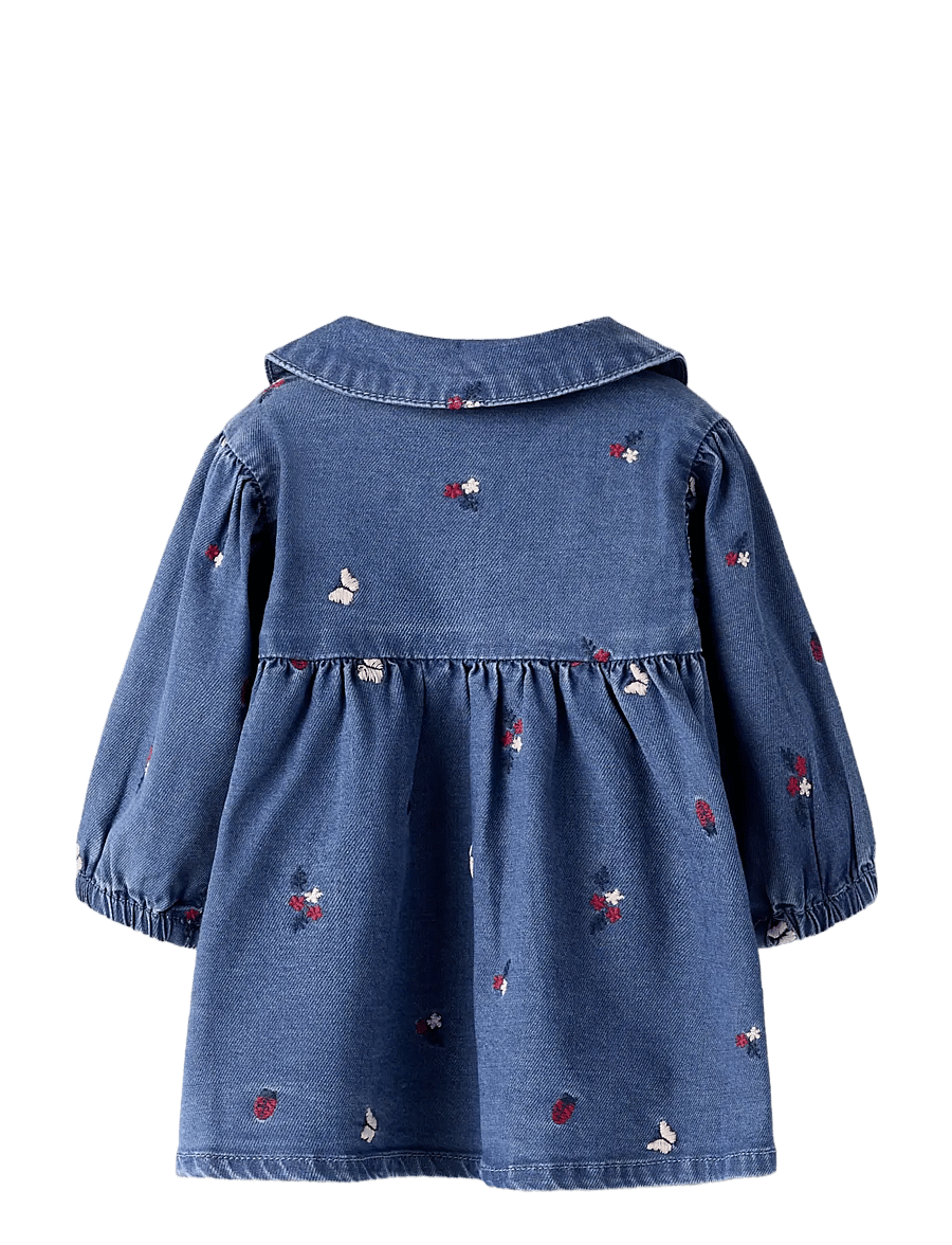 name it - NBFALVA LS DNM EMB DRESS 5321-YB - langärmelige babykleider - medium blue denim - 1