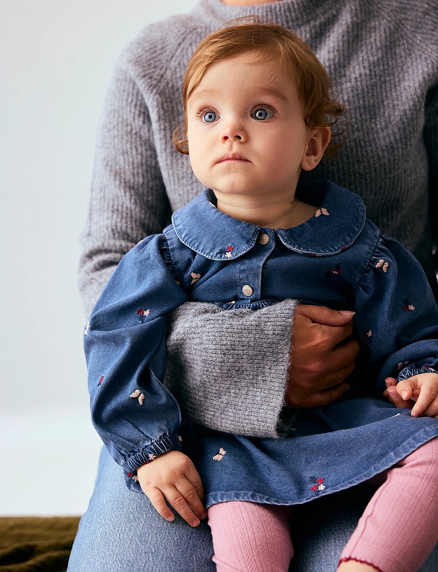 name it - NBFALVA LS DNM EMB DRESS 5321-YB - langärmelige babykleider - medium blue denim - 2