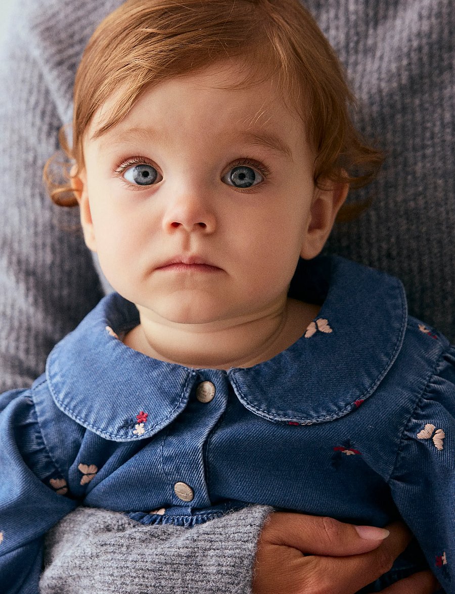 name it - NBFALVA LS DNM EMB DRESS 5321-YB - langärmelige babykleider - medium blue denim - 3