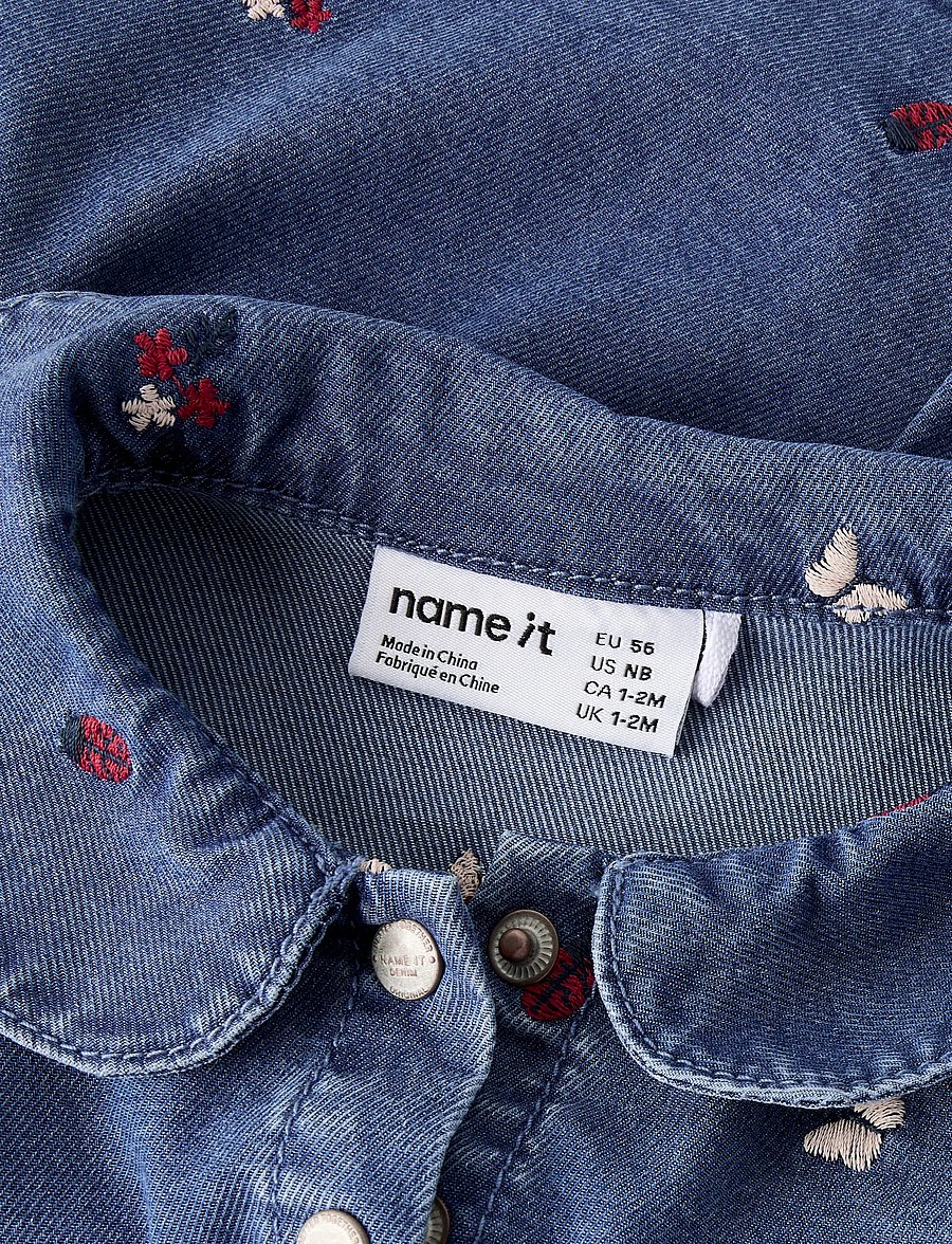 name it - NBFALVA LS DNM EMB DRESS 5321-YB - langärmelige babykleider - medium blue denim - 4