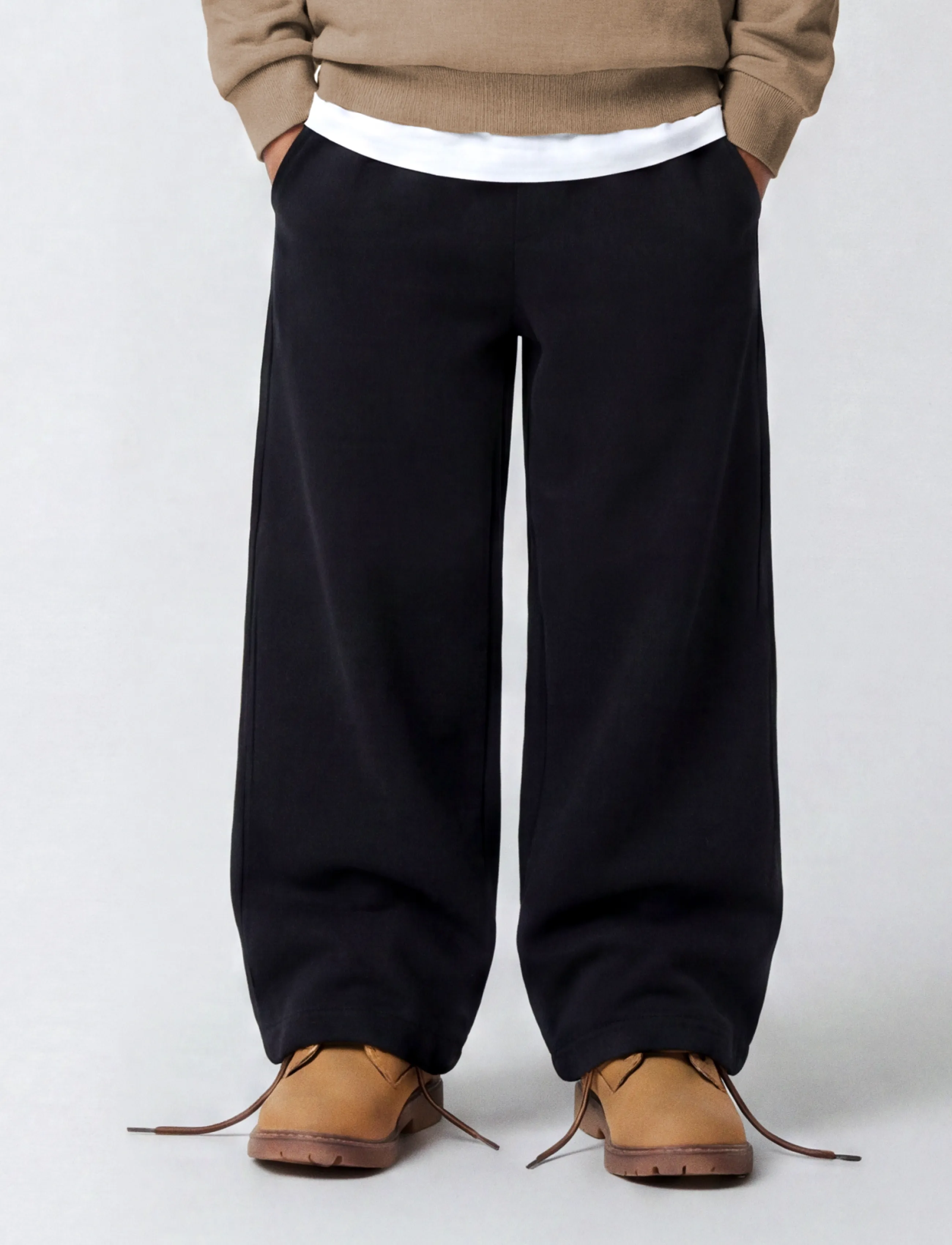 name it - NKMNASIR WIDE SWE PANT BRU NOOS - dressipüksid - black - 4