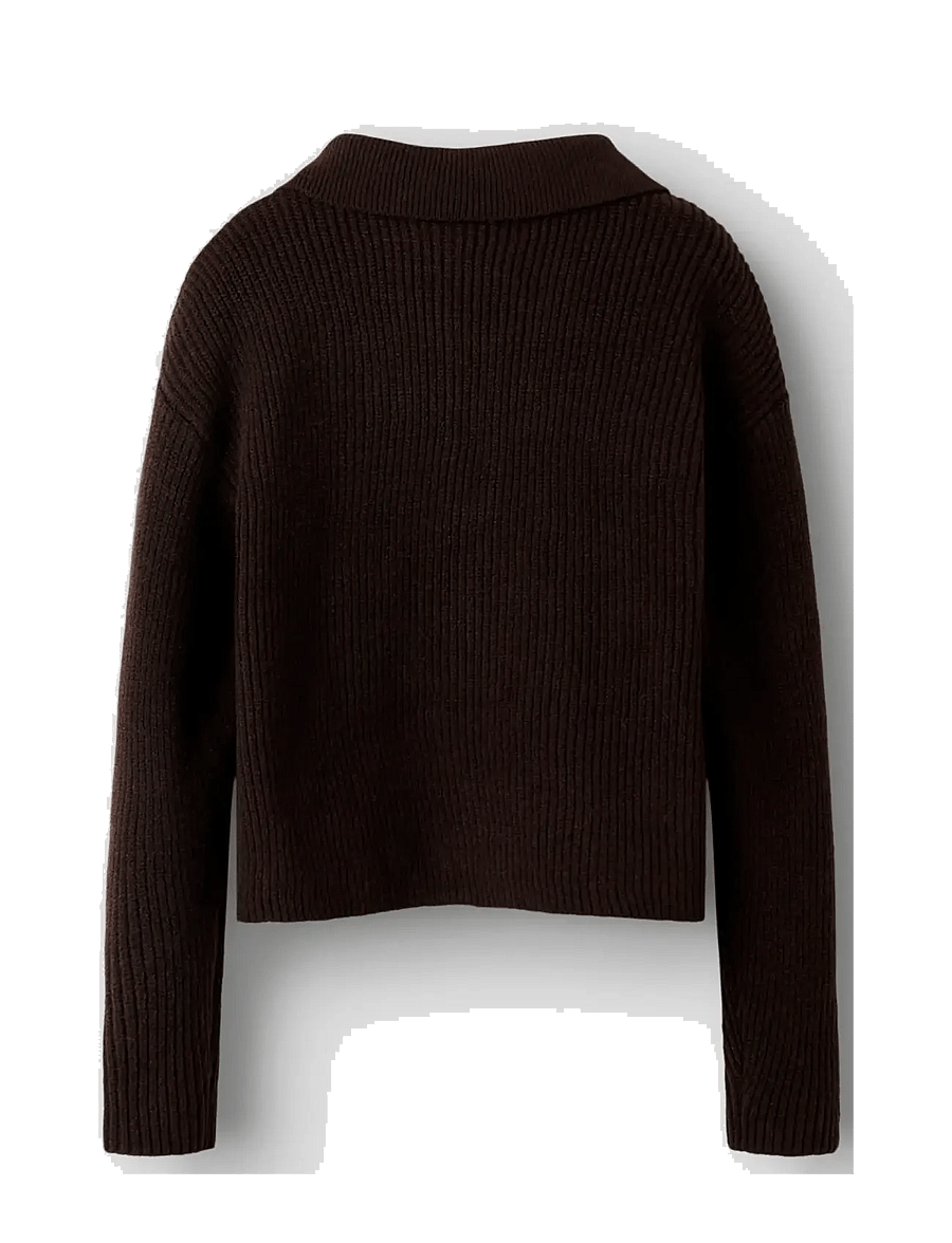 name it - NKFNIA LS LOOSE POLO KNIT LNOOS - pulls - mole - 1