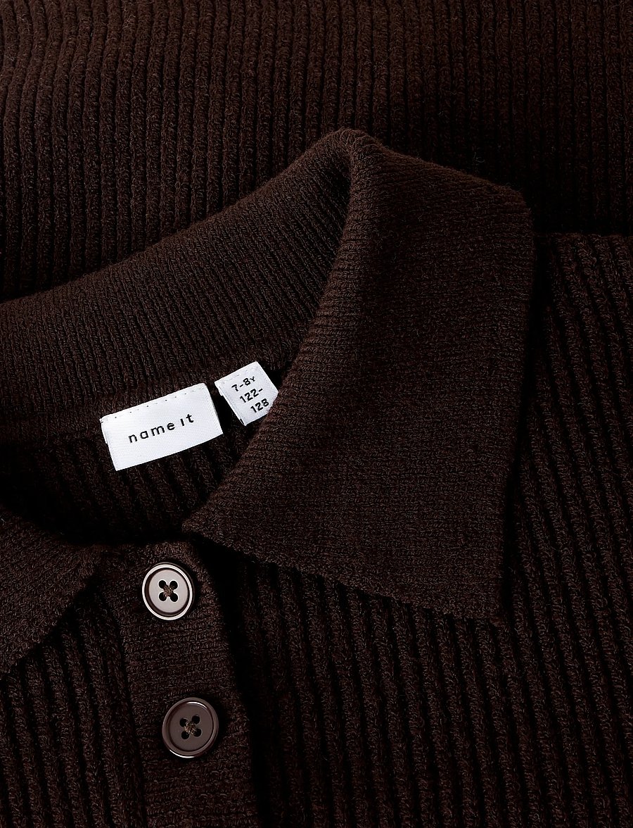name it - NKFNIA LS LOOSE POLO KNIT LNOOS - pulls - mole - 5
