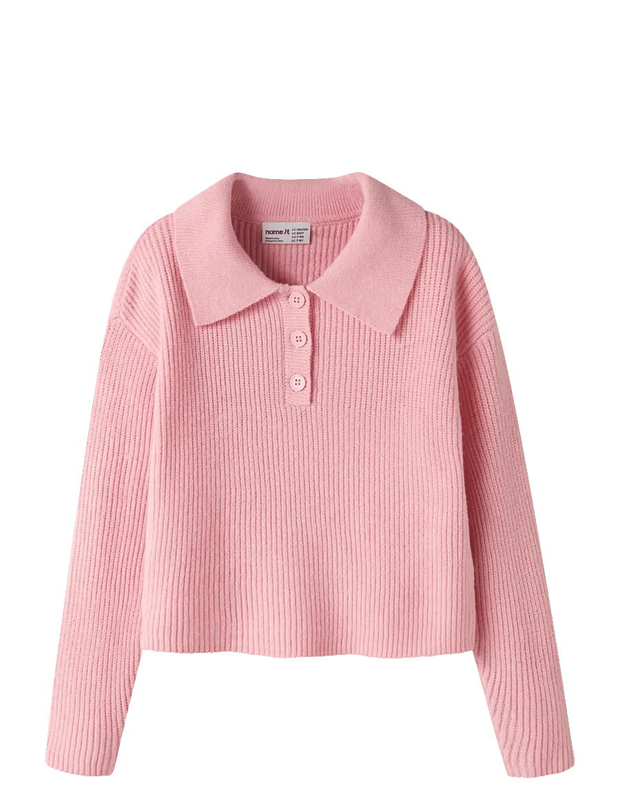 name it - NKFNIA LS LOOSE POLO KNIT LNOOS - pullover - winsome orchid - 0