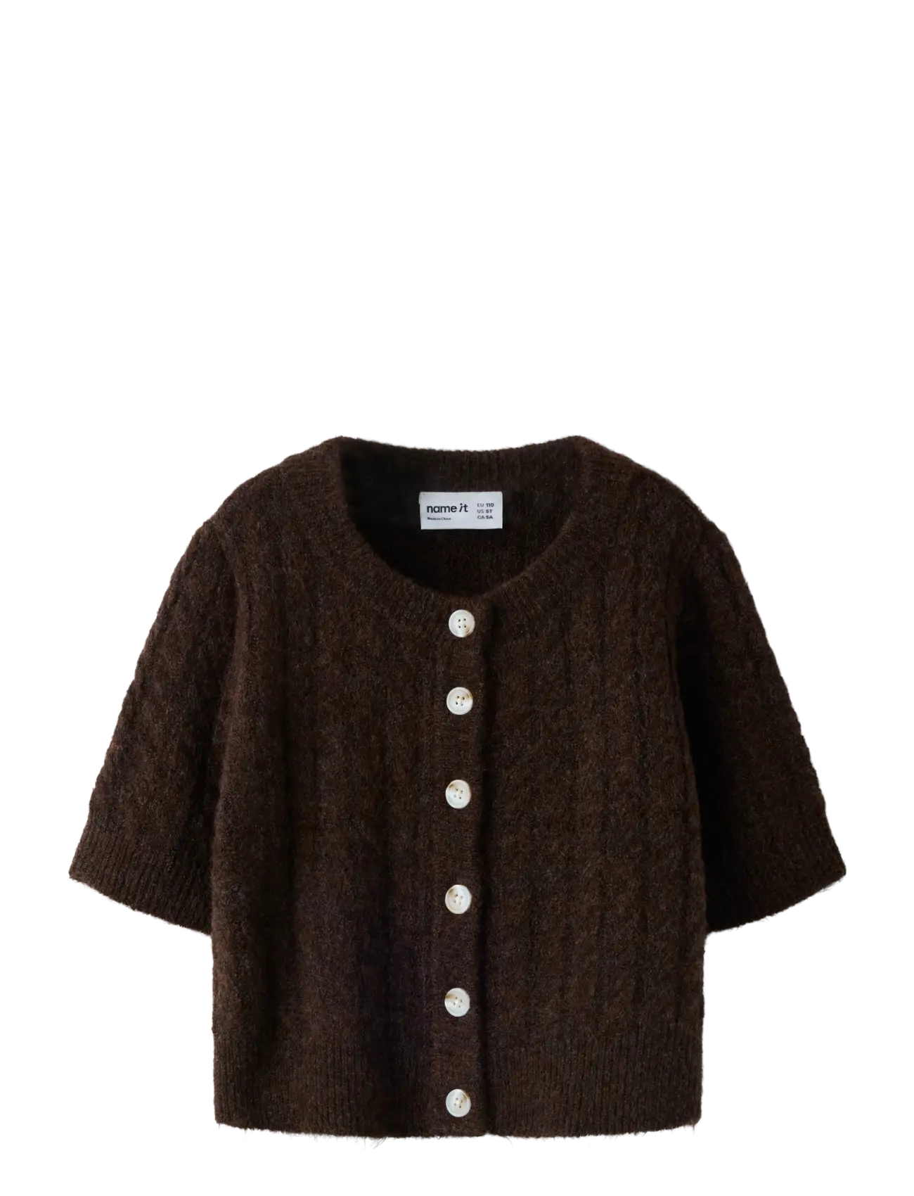 name it NMFNALISA SS LOOSE KNIT CARD XNOOS - Koftor - MOLE / brown