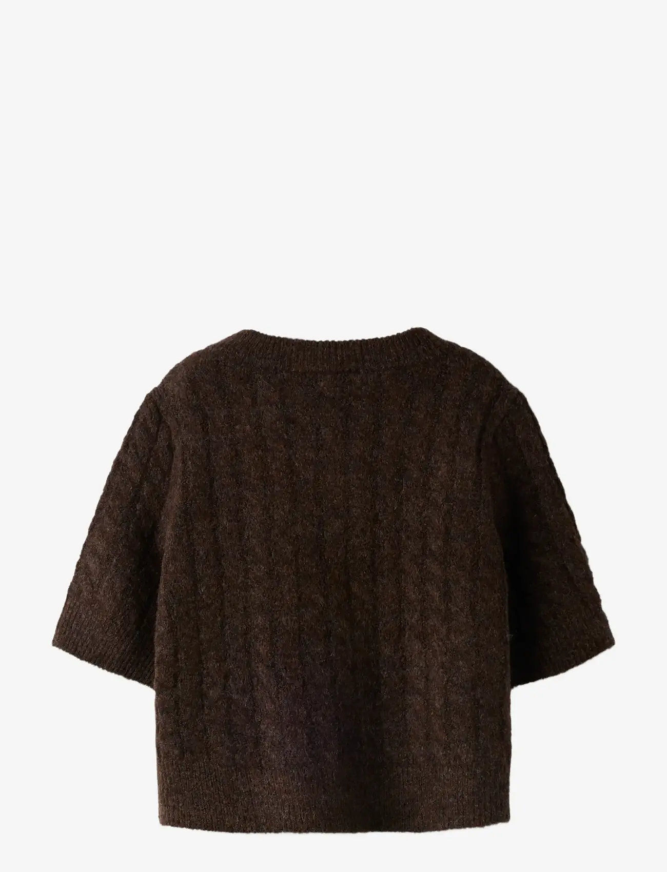 name it - NMFNALISA SS LOOSE KNIT CARD XNOOS - cardigans - mole - 1