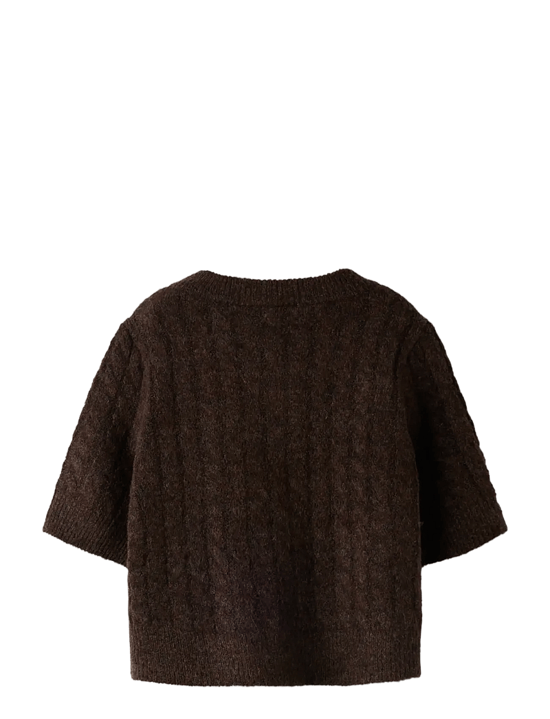 name it - NMFNALISA SS LOOSE KNIT CARD XNOOS - kardiganid - mole - 1