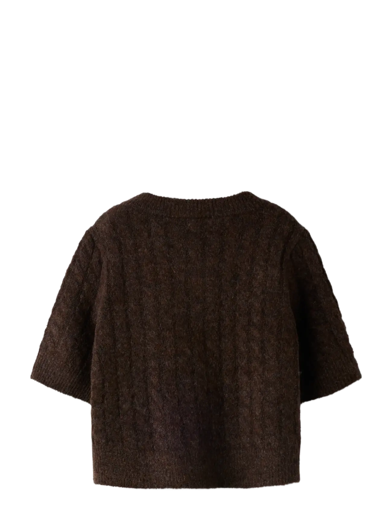 name it - NMFNALISA SS LOOSE KNIT CARD XNOOS - cardigans - mole - 1