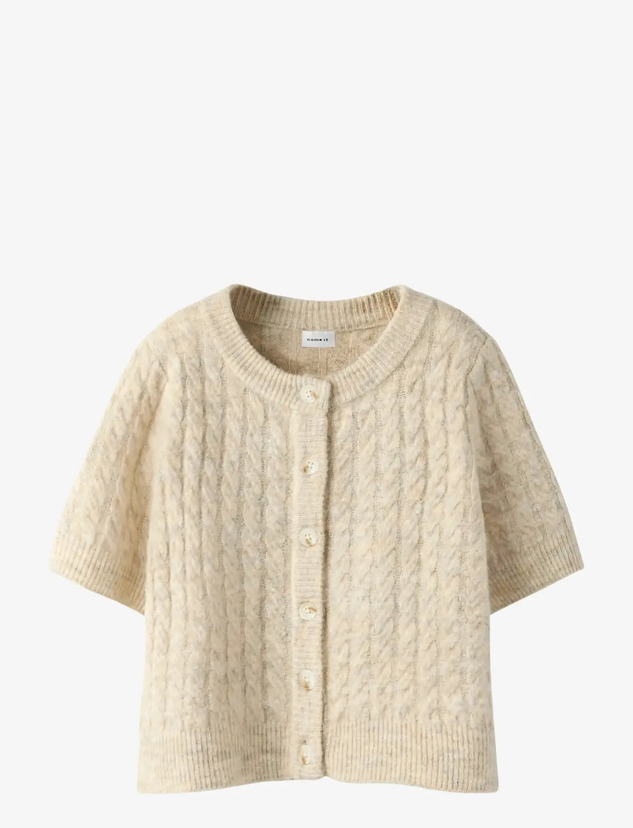 name it - NMFNALISA SS LOOSE KNIT CARD XNOOS - cardigans - peyote melange - 1
