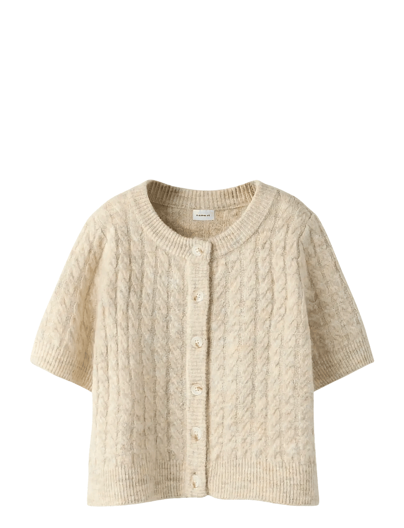 name it - NMFNALISA SS LOOSE KNIT CARD XNOOS - cardigans - peyote melange - 1