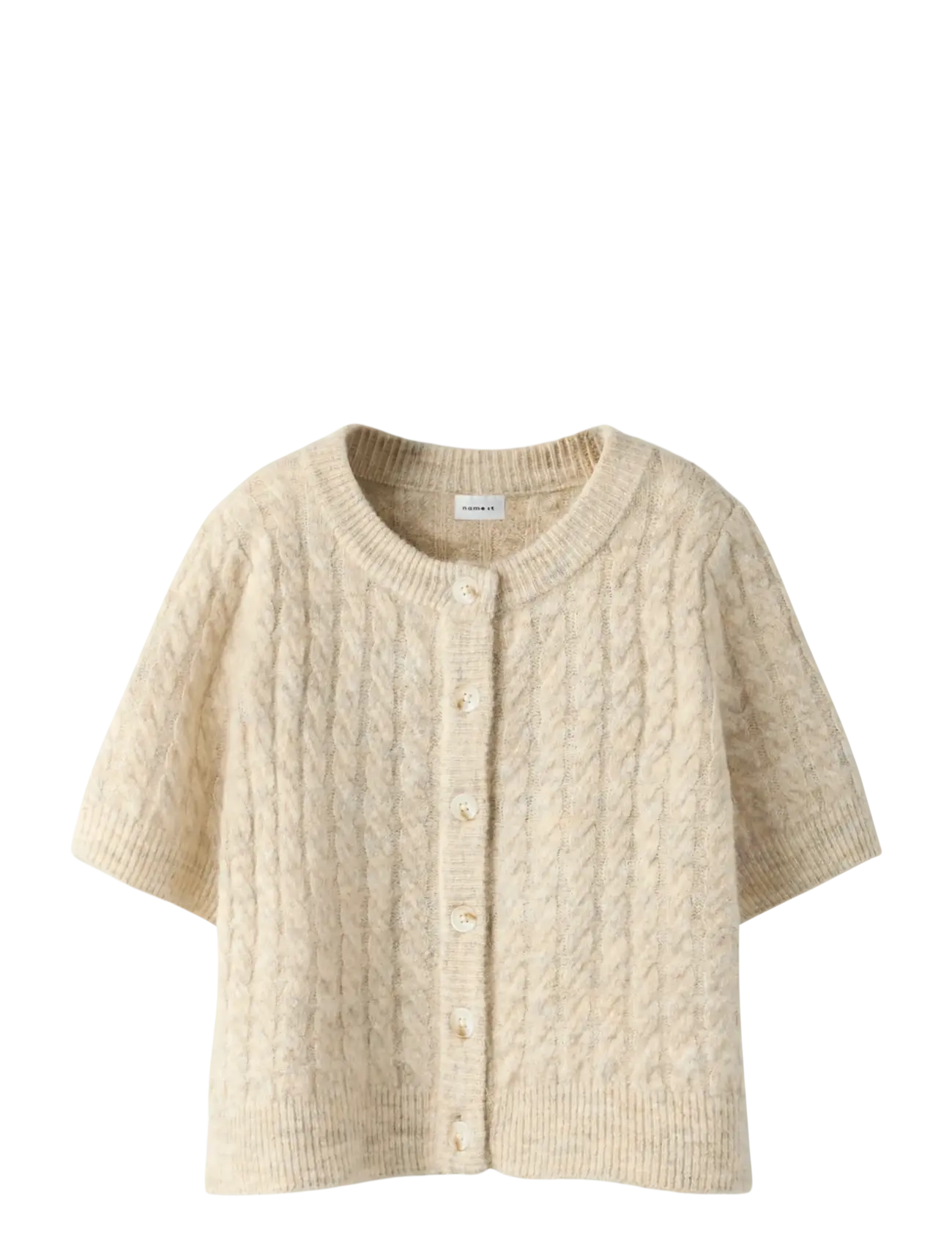name it NMFNALISA SS LOOSE KNIT CARD XNOOS - Kläder - PEYOTE MELANGE / cream
