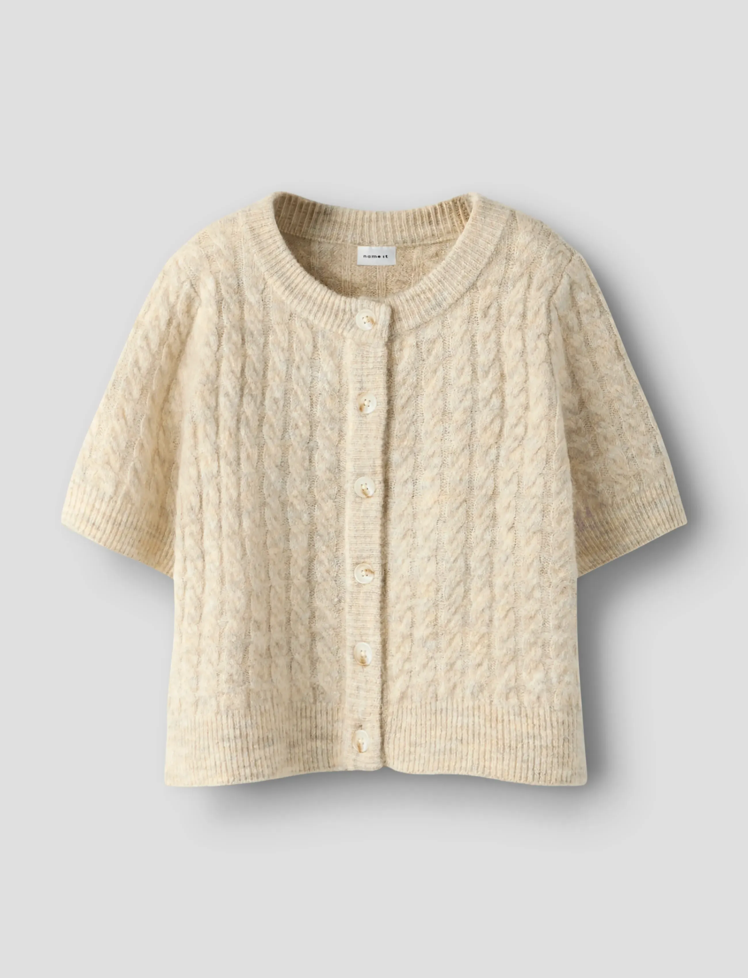 name it NMFNALISA SS LOOSE KNIT CARD XNOOS - Koftor - PEYOTE MELANGE / cream