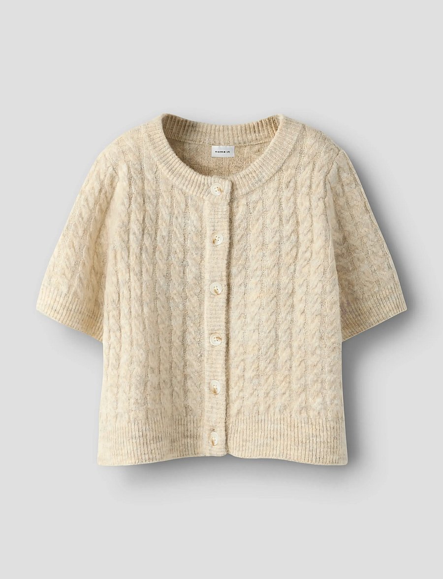 name it - NMFNALISA SS LOOSE KNIT CARD XNOOS - kardiganid - peyote melange - 0