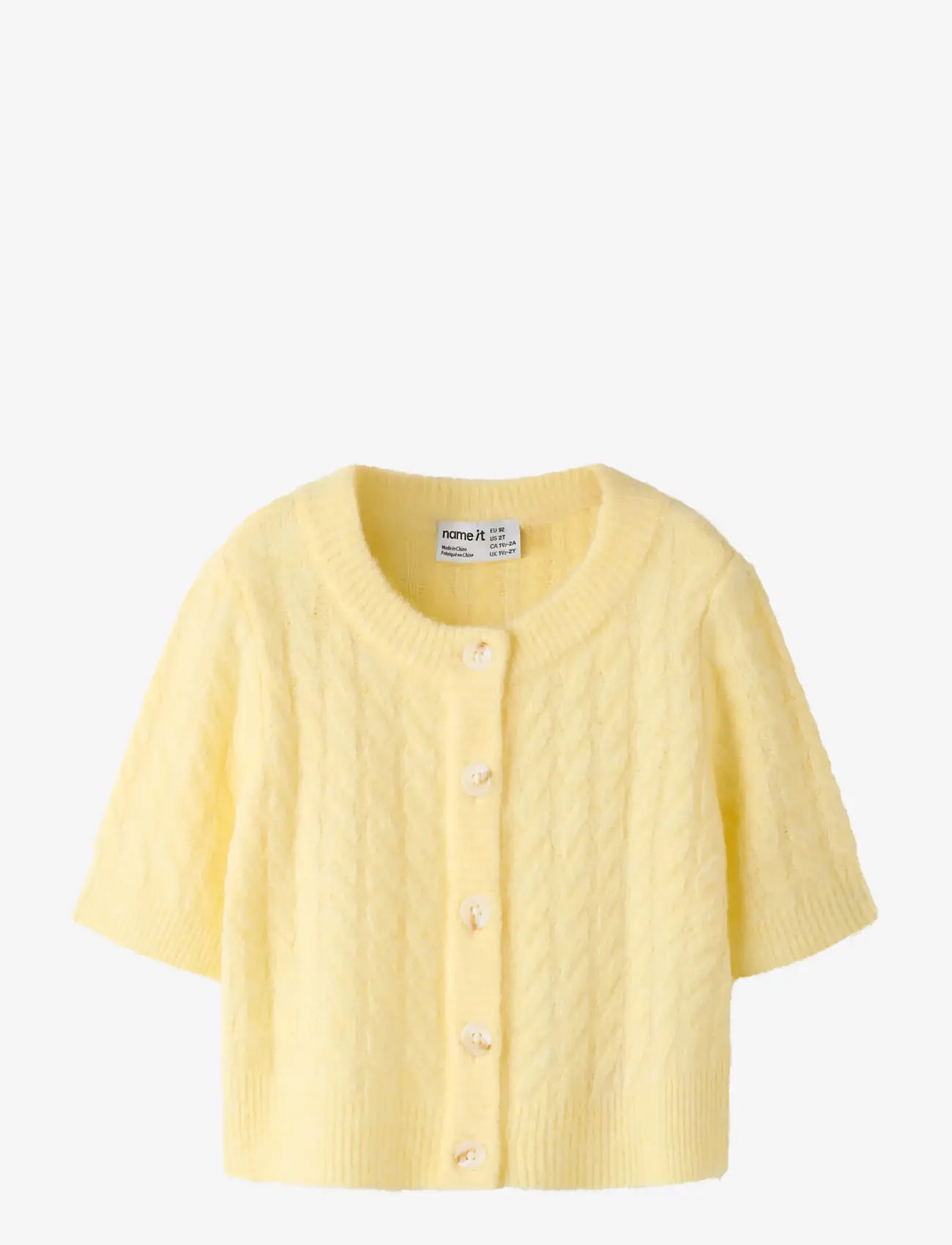 name it - NMFNALISA SS LOOSE KNIT CARD XNOOS - cardigans - sunlight - 0