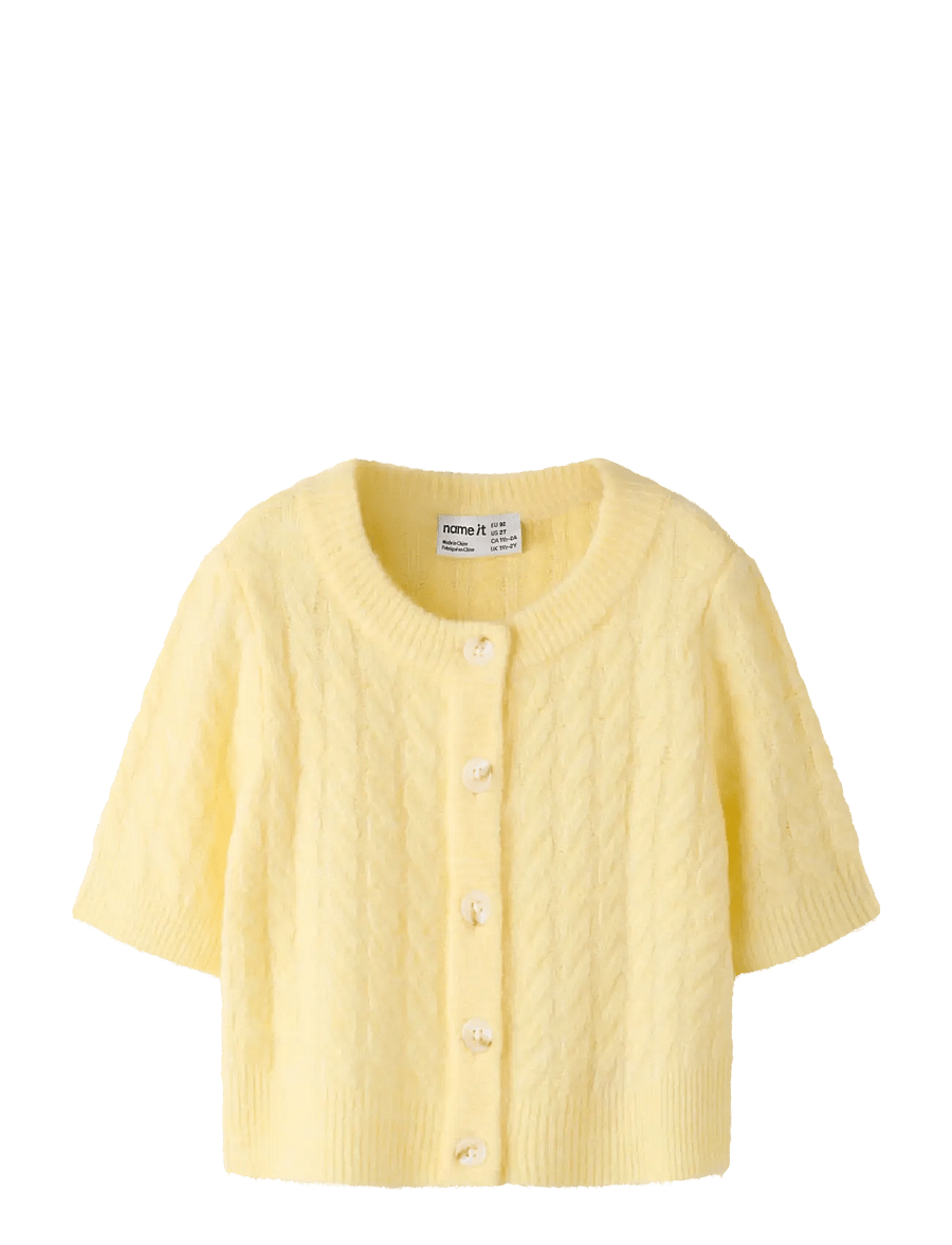 name it - NMFNALISA SS LOOSE KNIT CARD XNOOS - cardigans - sunlight - 0