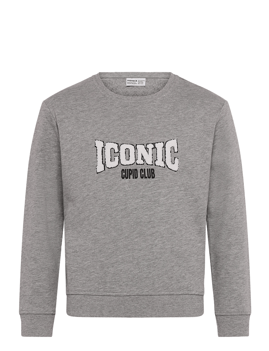 name it - NKMBCUPID LS NREG SWEAT BRU - sweatshirts - grey melange - 0