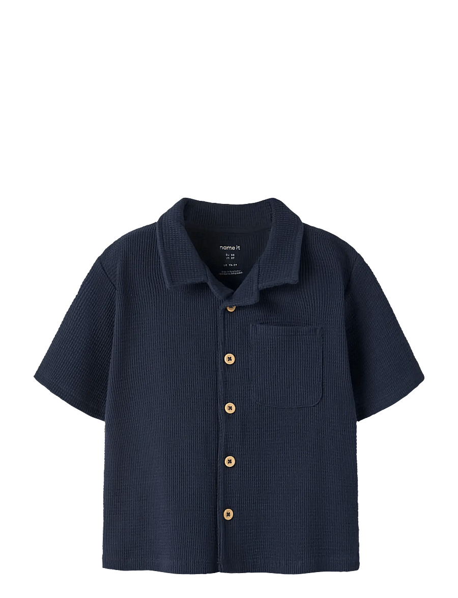 name it - NMMHARVE SS NREG SHIRT - koszule z krótkim rękawem - navy blazer - 0