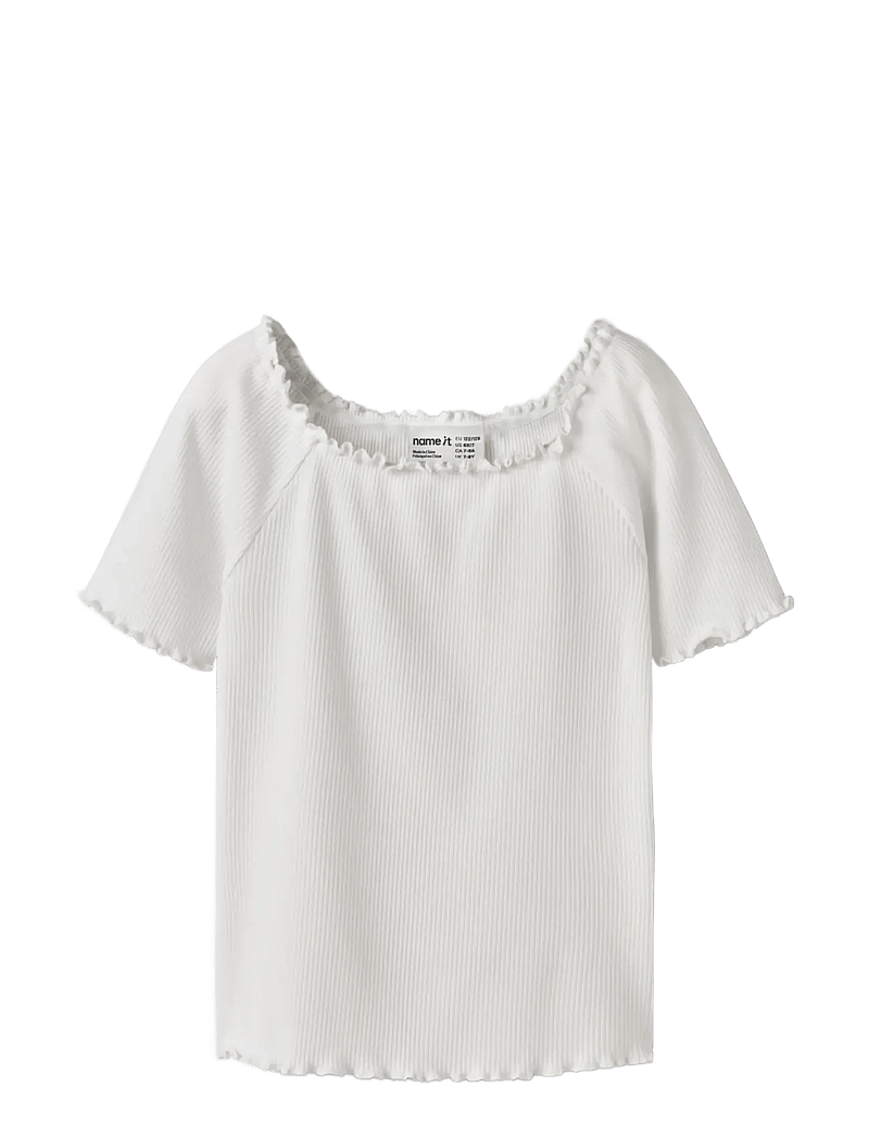 name it - NKFHORTO SS SLIM TOP - kortærmede t-shirts - bright white - 2
