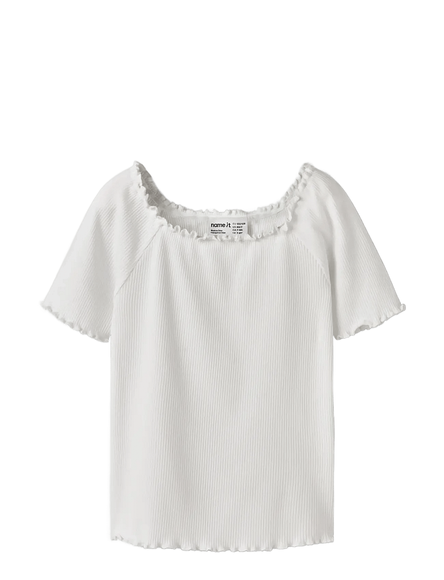 name it - NKFHORTO SS SLIM TOP - kurzärmelige - bright white - 2