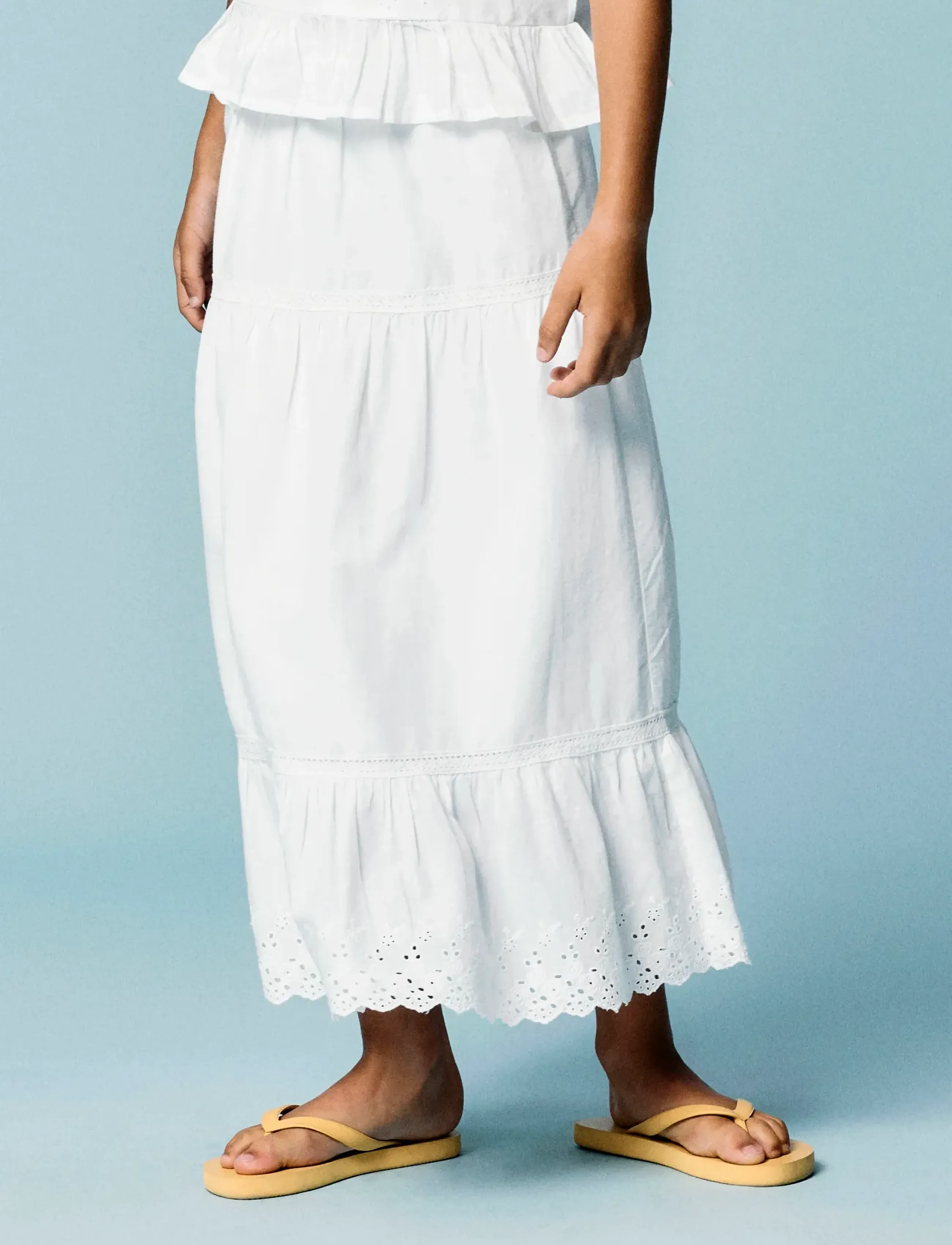 name it - NKFHERMALA LONG SKIRT - midi-röcke - bright white - 3
