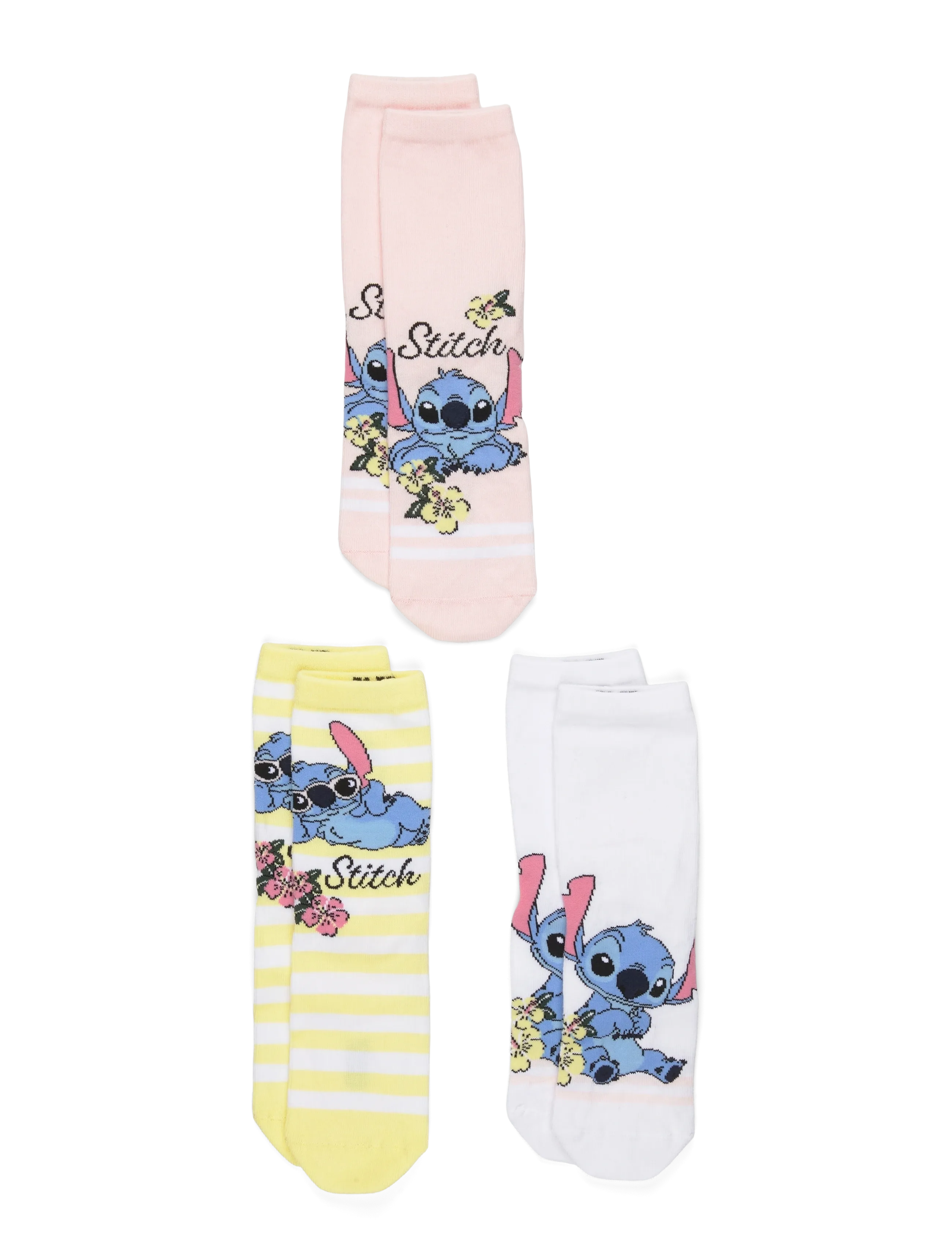 name it Nmfandi Stitch 3P Sock Wdi, Børn, Disney Stitch 3-Pak Ankelstrømper, Pink, Str: 22-24