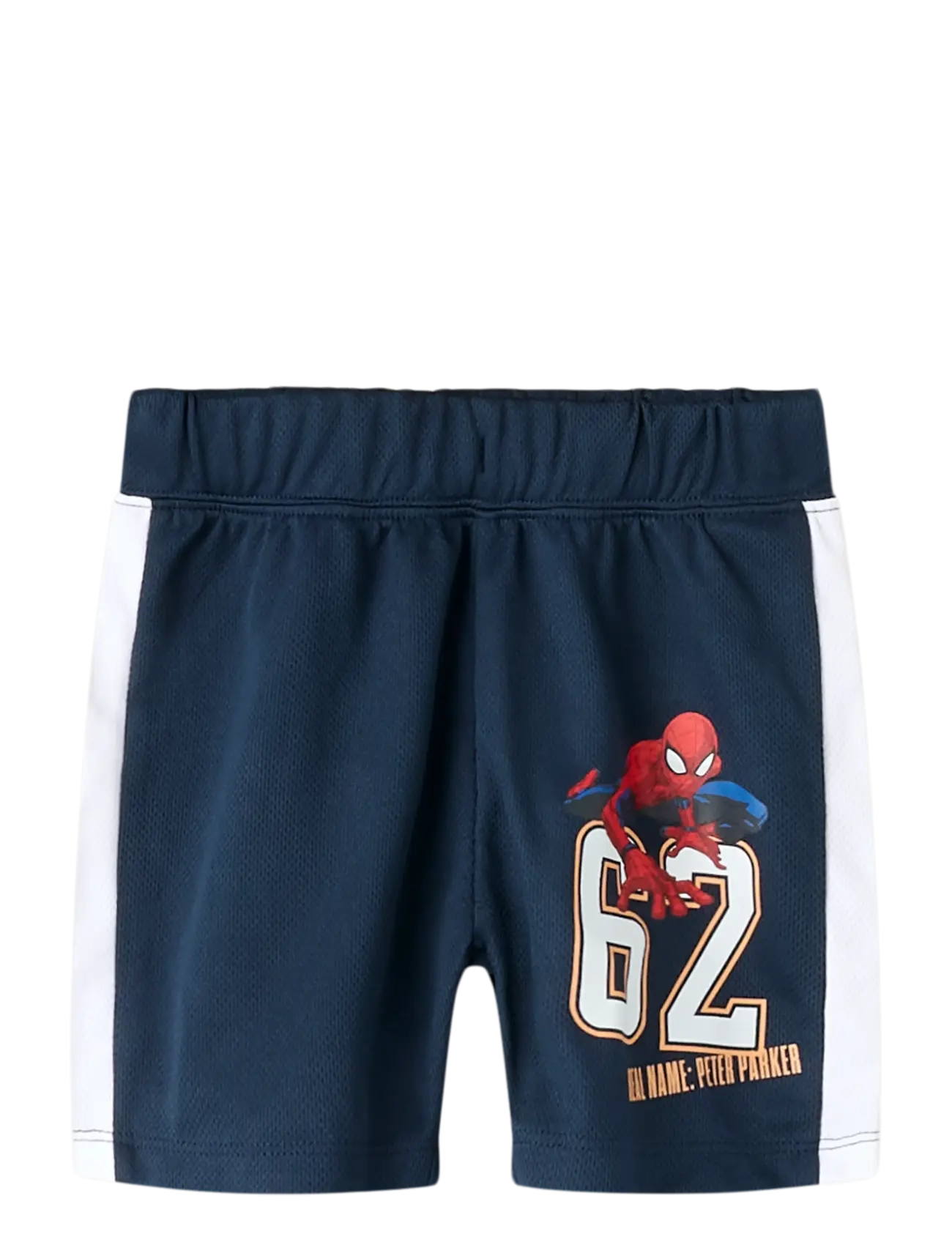 name it Nmmanri Spider Nreg Long Poly Shorts Mar, Børn, Spider-Man Sports Shorts, Navy, Str: 98
