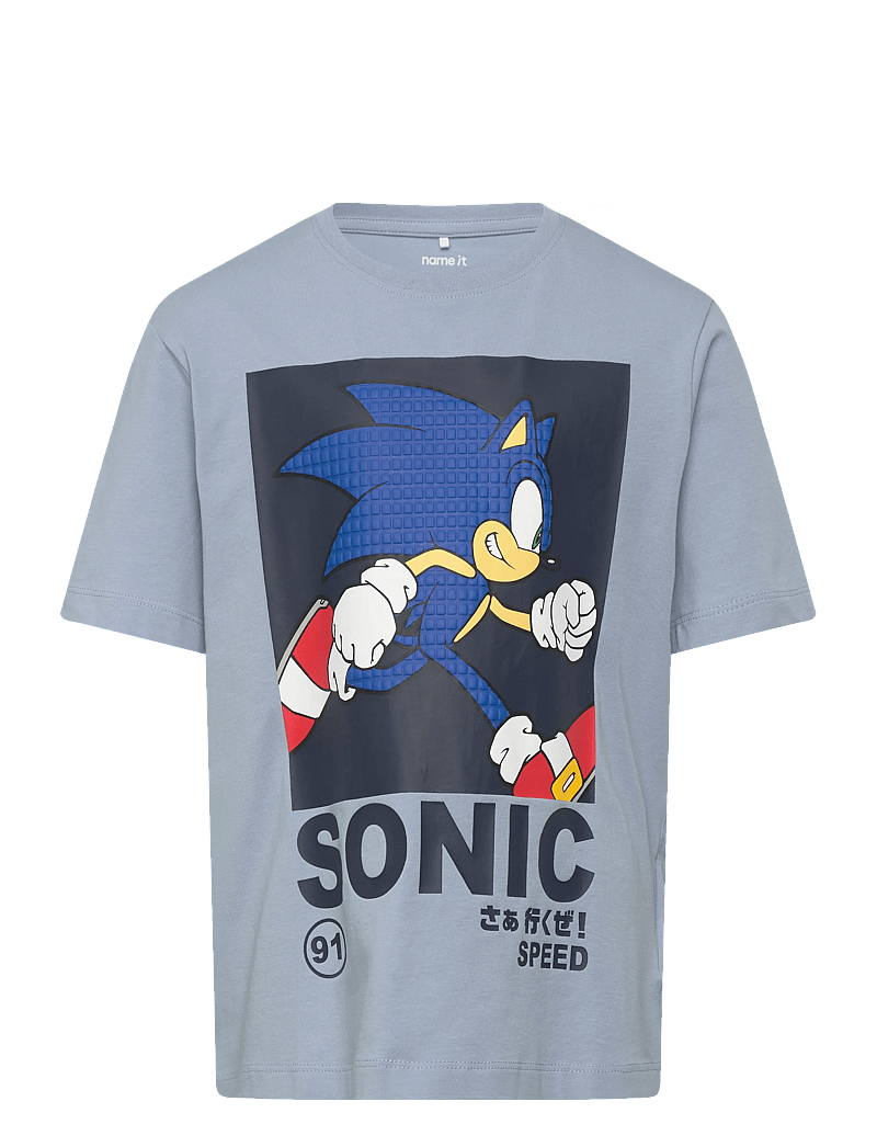 name it - NKMACTIS SONIC SS NREG TOP BOX SKY - kortærmede t-shirts - blue fog - 0