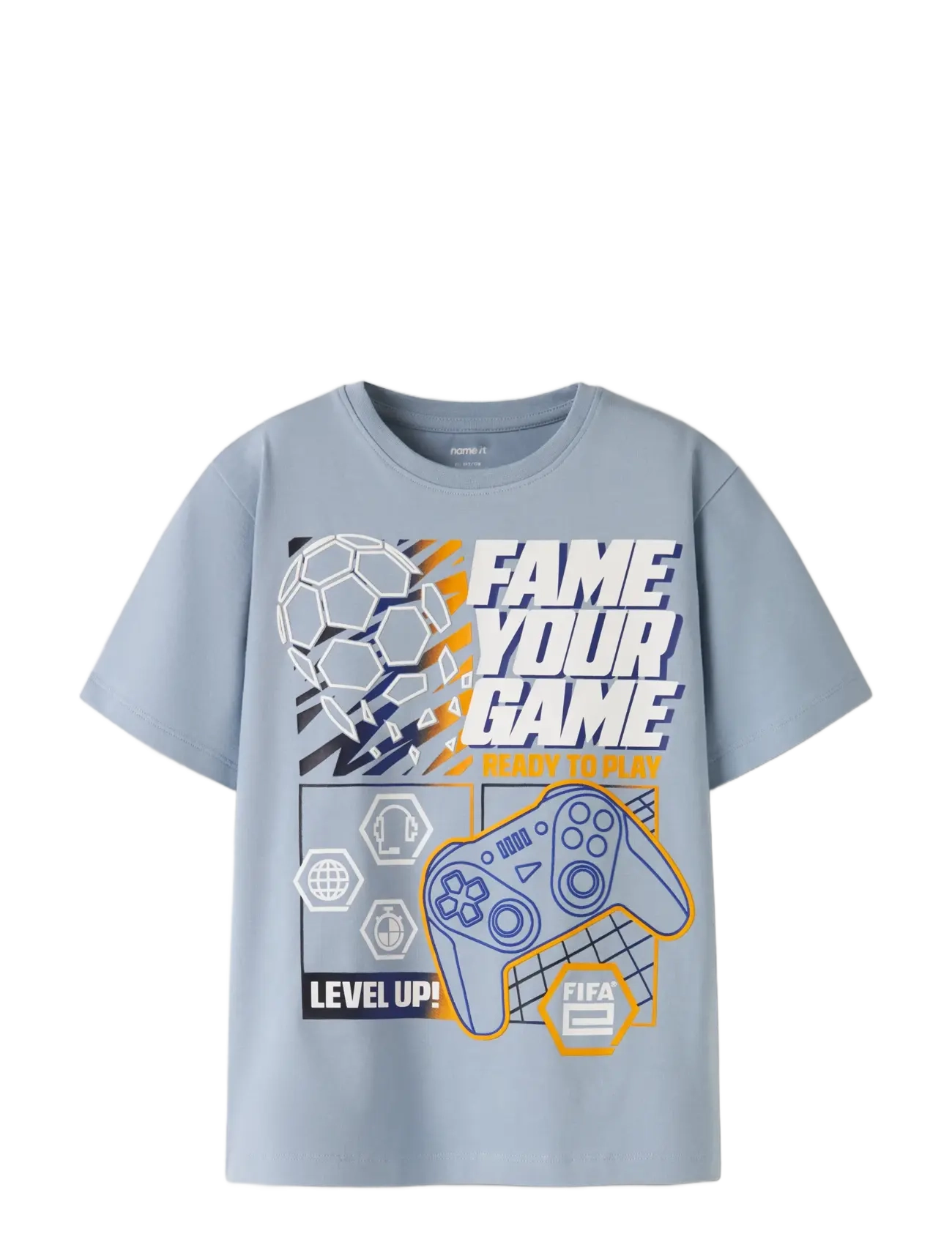 name it - NKMASEKEL FIFAE SS NREG TOP BOX VDE - kortærmede t-shirts - blue fog - 2