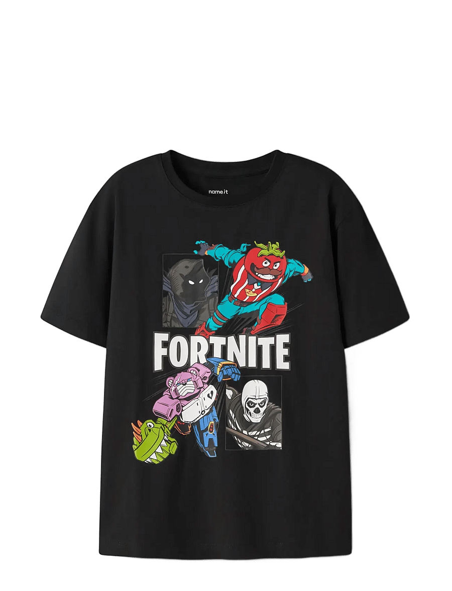 name it - NKMAMBROSE FORTNITE SS NREG TOP BFU - kortærmede t-shirts - black - 2
