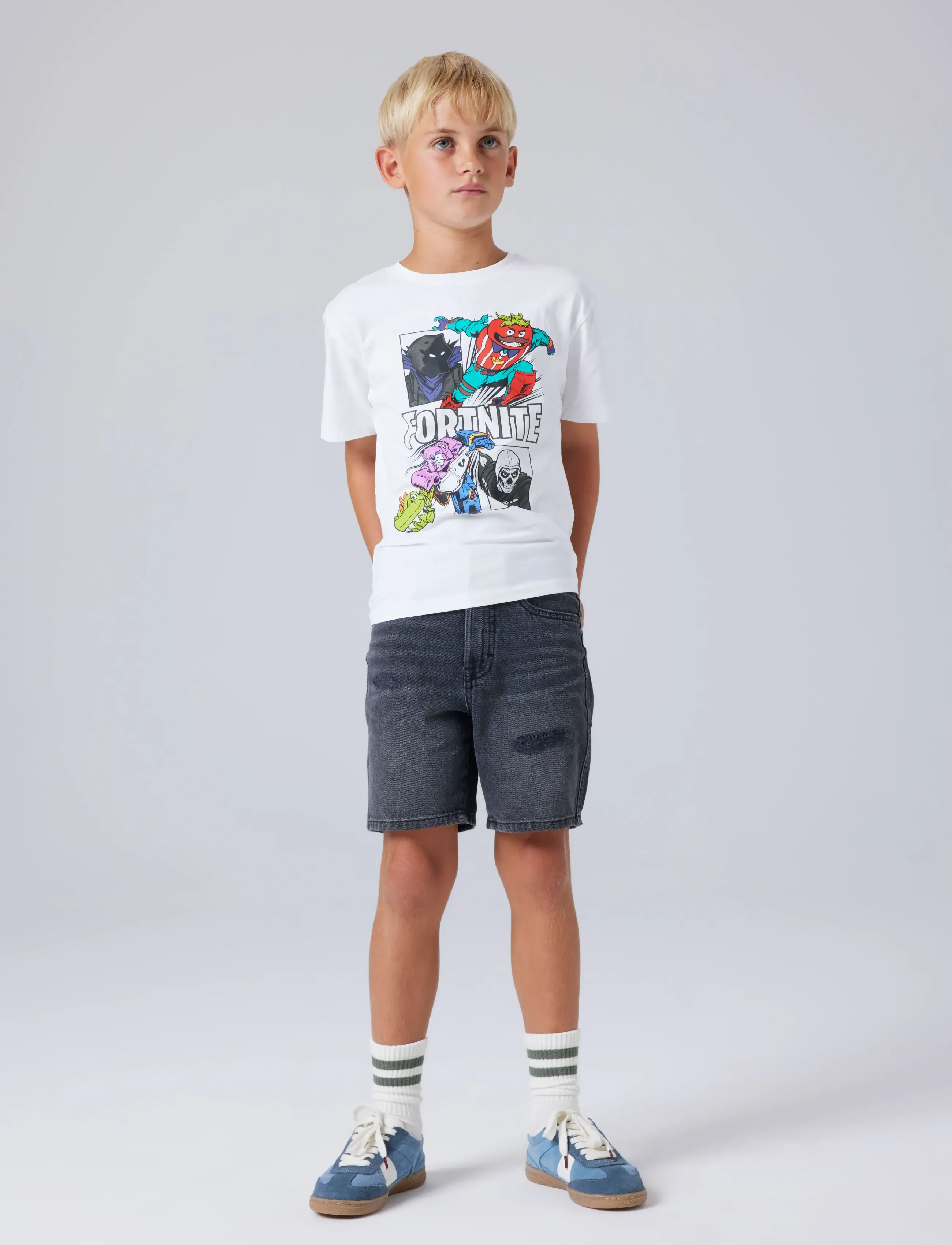 name it - NKMAMBROSE FORTNITE SS NREG TOP BFU - kurzärmelige - bright white - 3