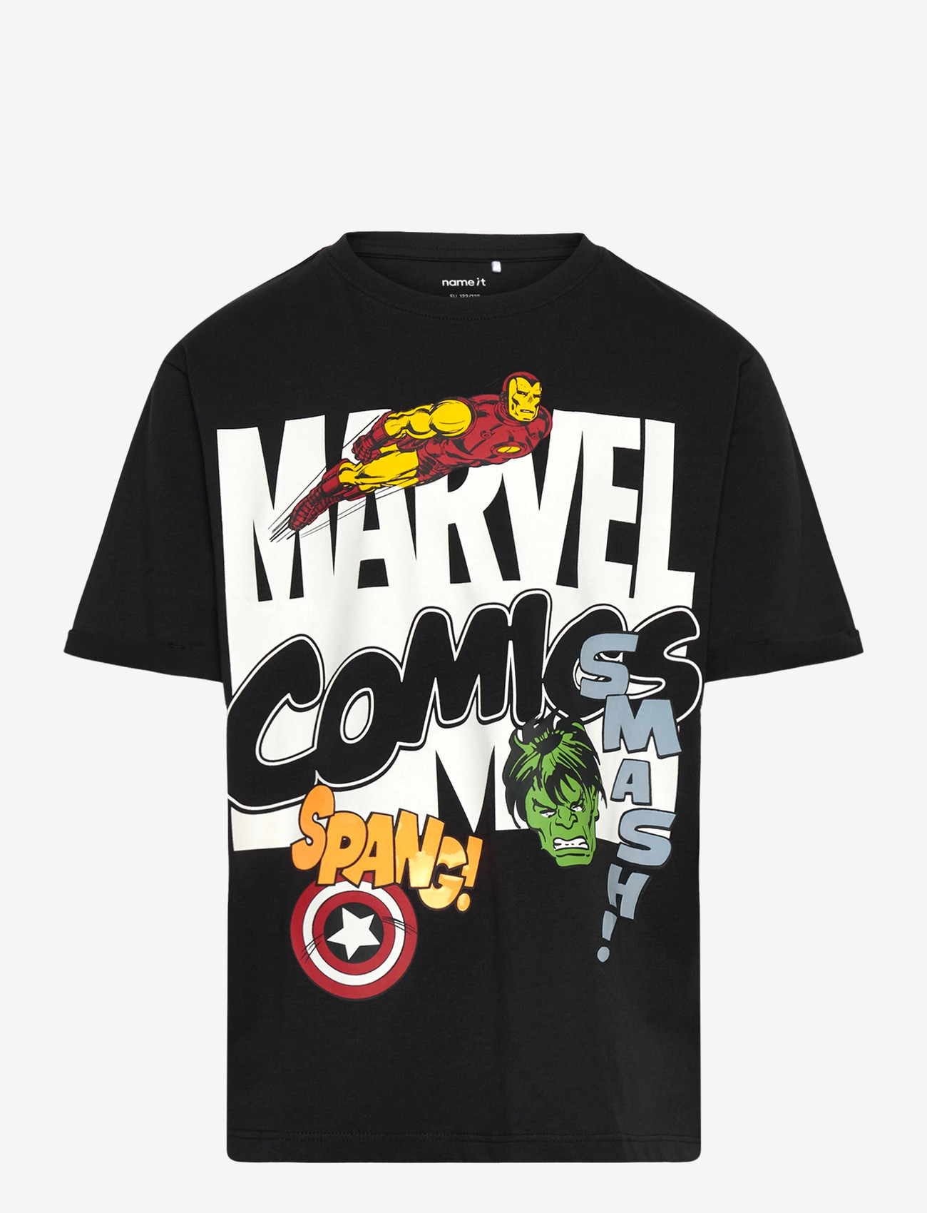 name it - NKMALFI MARVEL SS NREG TOP MAR - short-sleeved t-shirts - black - 0
