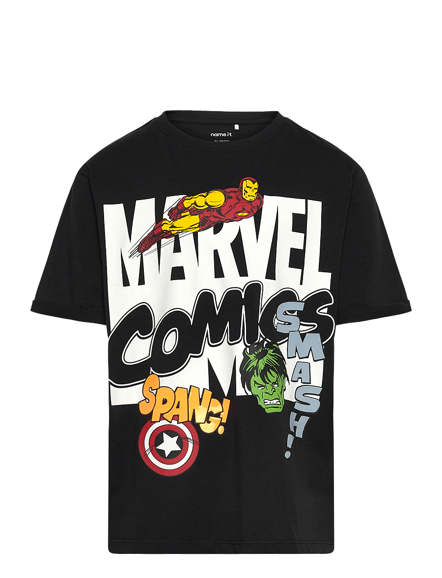 name it - NKMALFI MARVEL SS NREG TOP MAR - kurzärmelige - black - 0