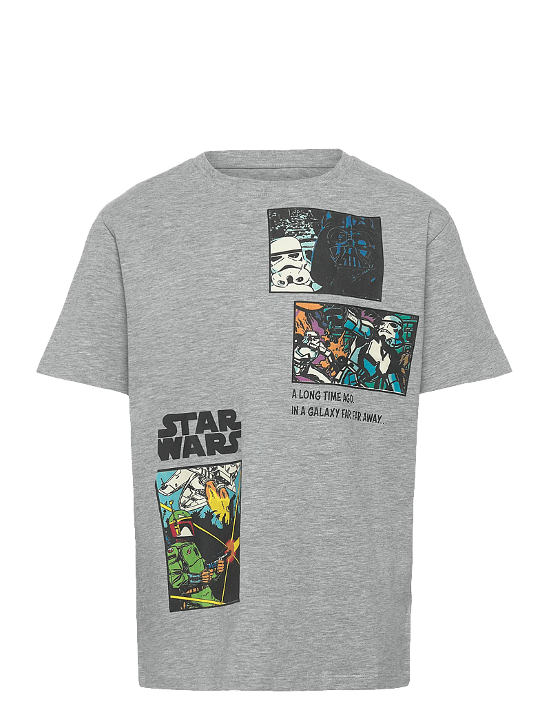 name it - NKMMYLLE STARWARS SS NREG TOPBOX BFU - kortærmede t-shirts - grey melange - 0