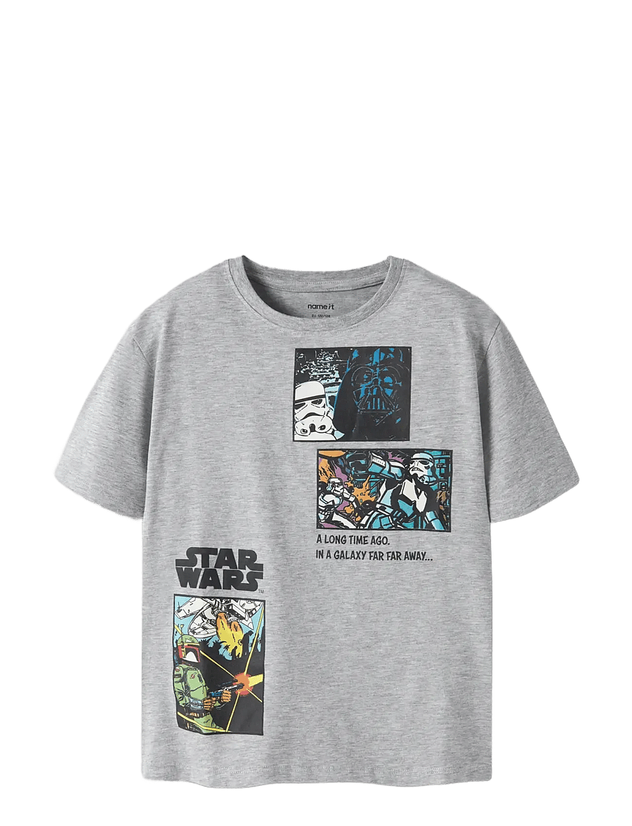 name it - NKMMYLLE STARWARS SS NREG TOPBOX BFU - t-shirts à manches courtes - grey melange - 2
