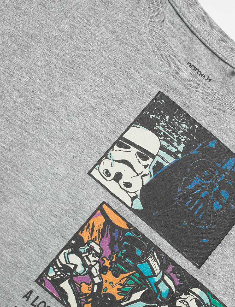 name it - NKMMYLLE STARWARS SS NREG TOPBOX BFU - t-shirts à manches courtes - grey melange - 3